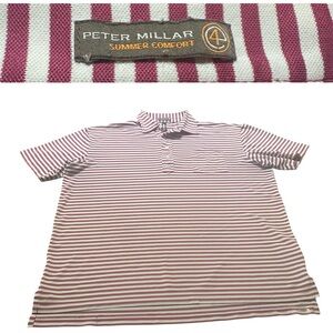 Peter Millar Summer Comfort Men's Polo Shirt - Burgundy and White Stripes